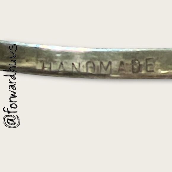 Handmade Sterling Silver Bracelet – 50.44g – Geometric Design – “Sterling” - Picture 8 of 9